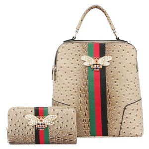 Queen Boss Bee Stripe backpack and wallet